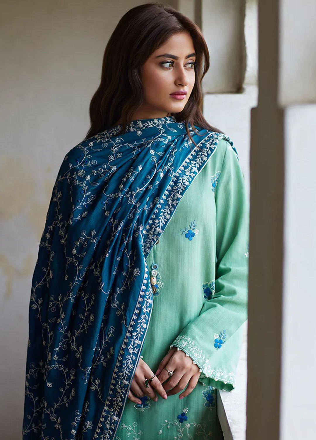 Cross Stitch Embroidered Khaddar Suits Unstitched 3 Piece CS23KL Royal Dusk - Winter Collection