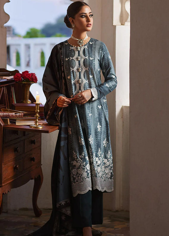 Cross Stitch Embroidered Linen Suits Unstitched 3 Piece CS23KL Beryl Glaze - Winter Collection