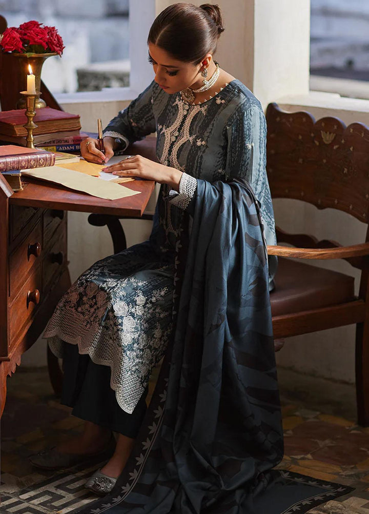 Cross Stitch Embroidered Linen Suits Unstitched 3 Piece CS23KL Beryl Glaze - Winter Collection