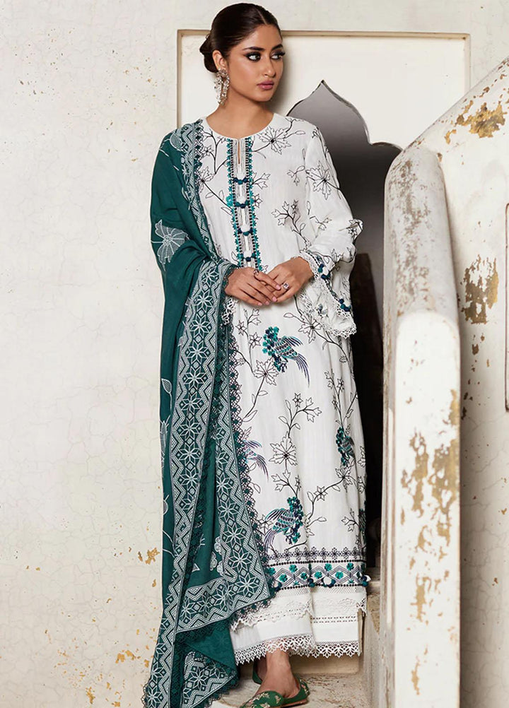 Cross Stitch Embroidered Khaddar Suits Unstitched 3 Piece CS23KL Ivory Hartley - Winter Collection