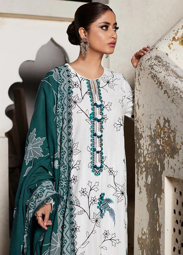 Cross Stitch Embroidered Khaddar Suits Unstitched 3 Piece CS23KL Ivory Hartley - Winter Collection