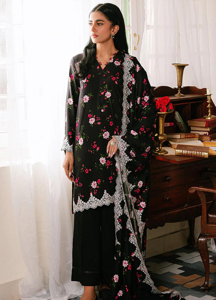 Cross Stitch Embroidered Linen Suits Unstitched 3 Piece CS23KL Kaylen Black - Winter Collection