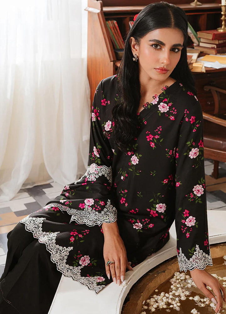 Cross Stitch Embroidered Linen Suits Unstitched 3 Piece CS23KL Kaylen Black - Winter Collection