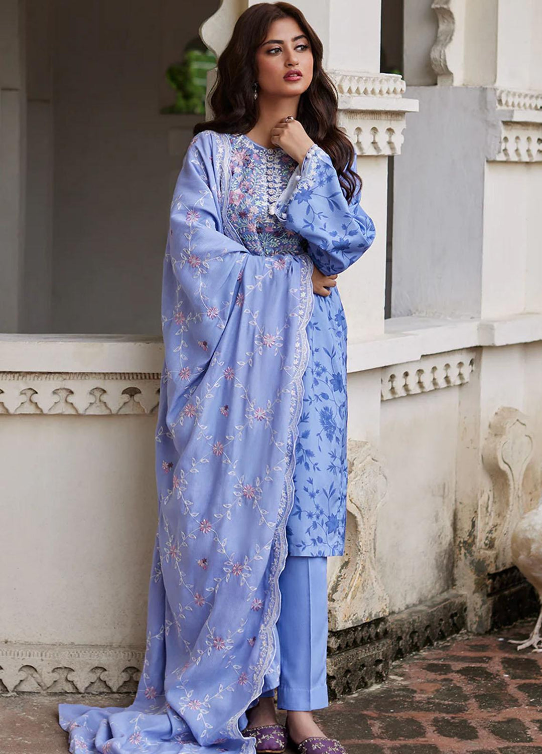 Cross Stitch Embroidered Linen Suits Unstitched 3 Piece CS23KL Cosmic Sky - Winter Collection