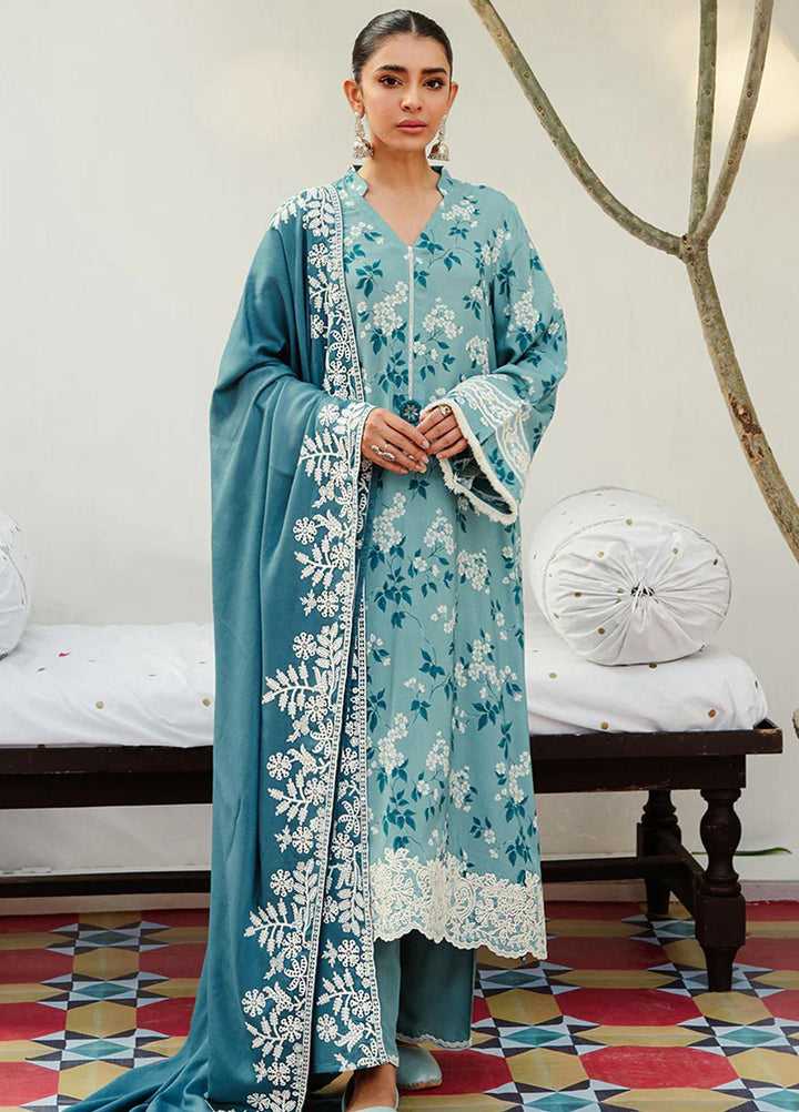 Cross Stitch Embroidered Linen Suits Unstitched 3 Piece CS23KL Teal Waters - Winter Collection