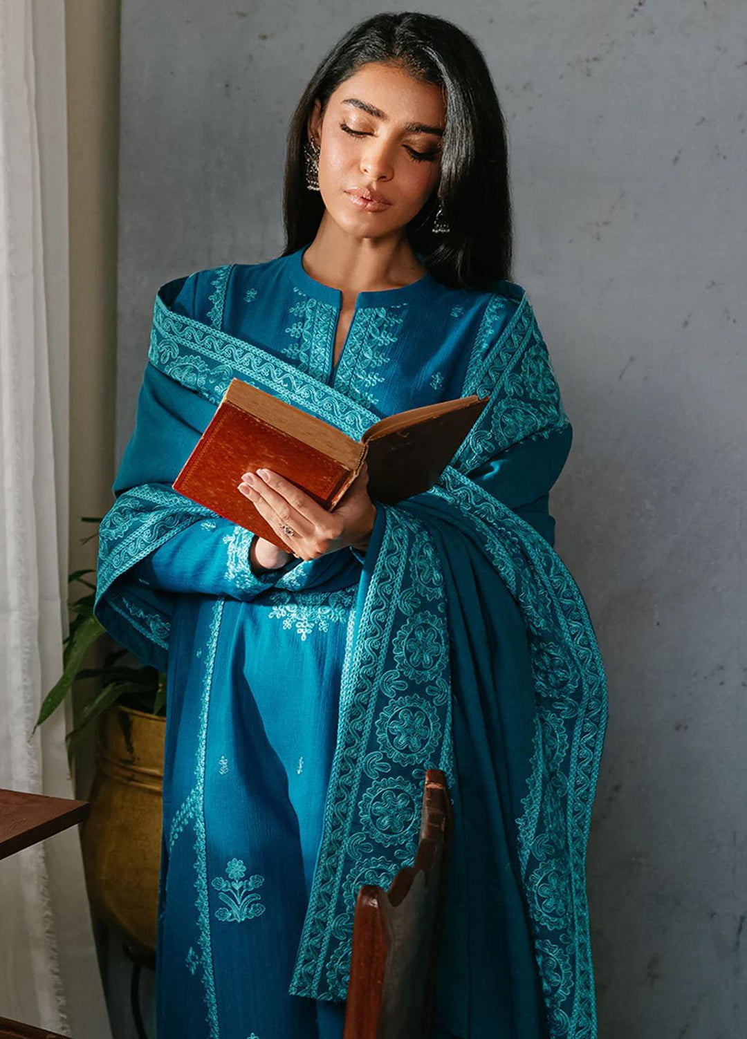 Cross Stitch Embroidered Khaddar Suits Unstitched 3 Piece CS23KL Ethnic Groove - Winter Collection