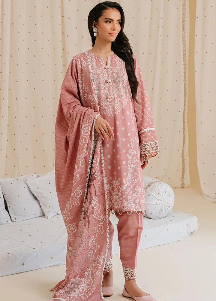 Cross Stitch Embroidered Khaddar Suits Unstitched 3 Piece CS23KL Ash Rose - Winter Collection