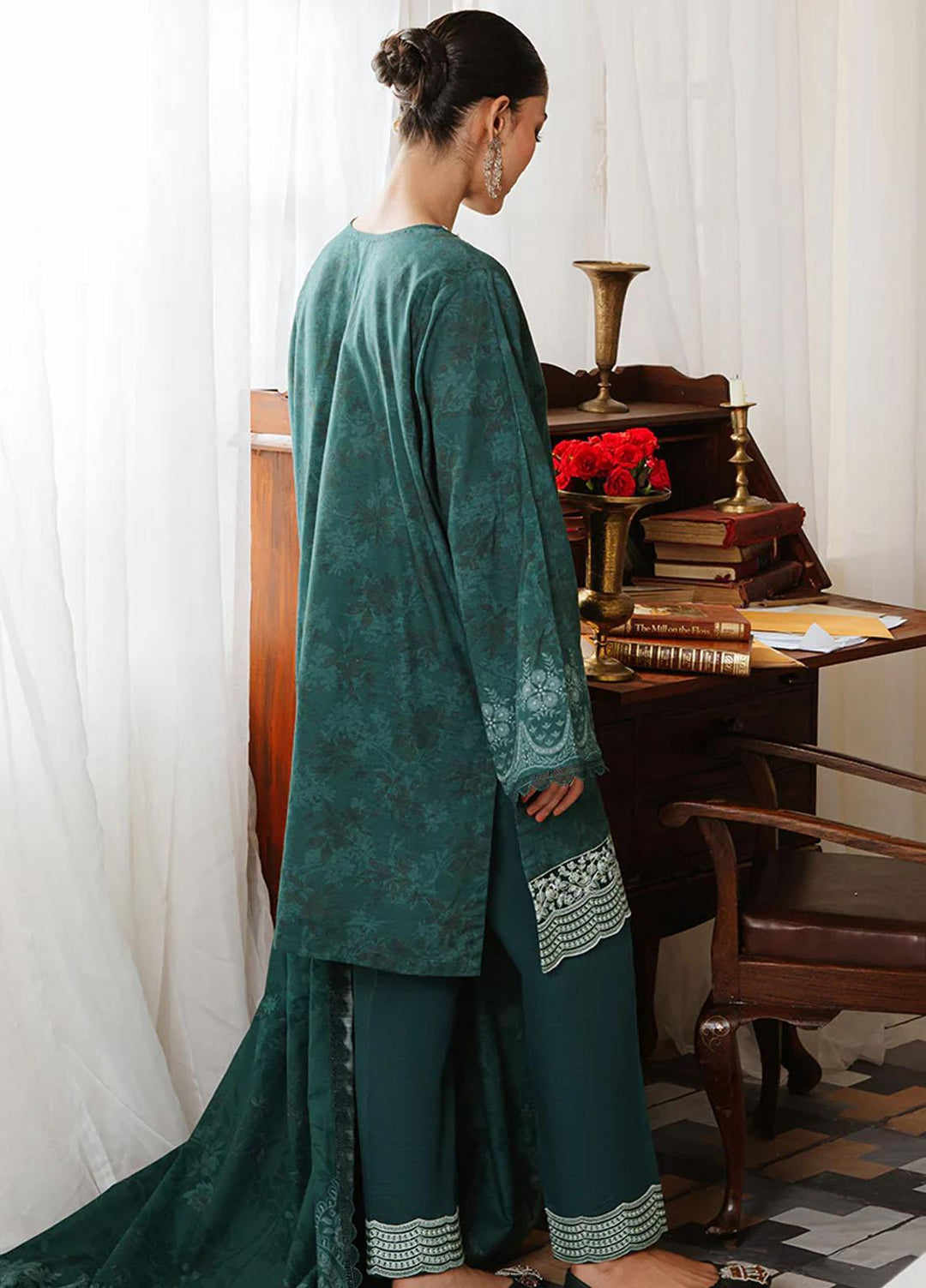 Cross Stitch Embroidered Khaddar Suits Unstitched 3 Piece CS23KL Pine Forest - Winter Collection