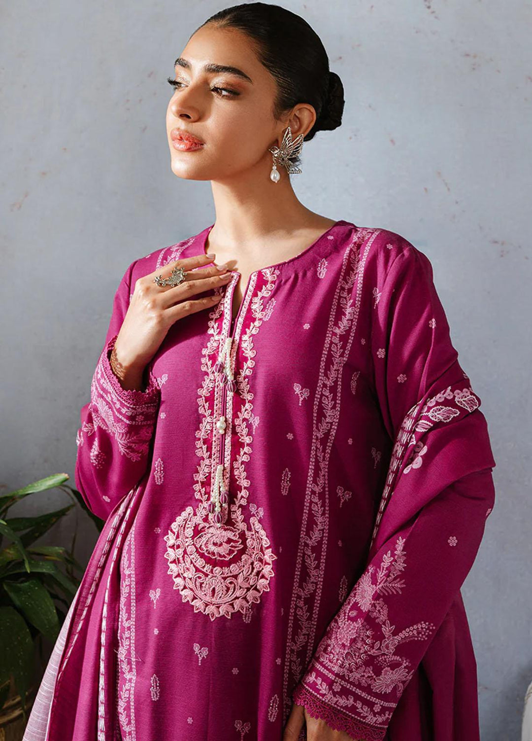 Cross Stitch Embroidered Khaddar Suits Unstitched 3 Piece CS23KL Baton Rouge - Winter Collection