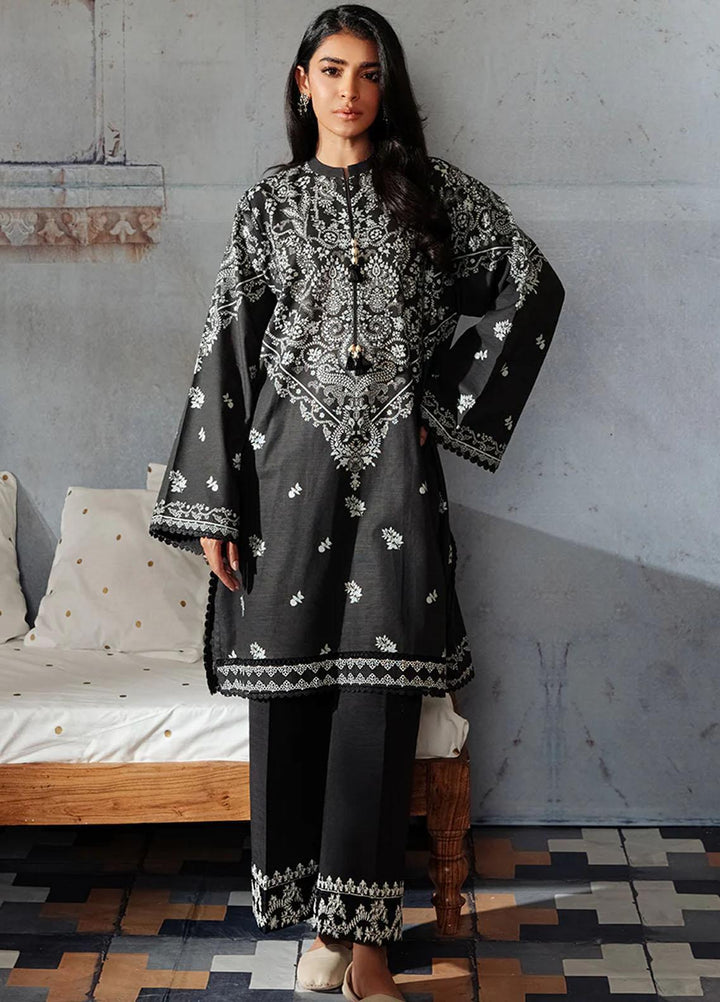 Cross Stitch Embroidered Khaddar Suits Unstitched 2 Piece CS23KL Black Breeze - Winter Collection