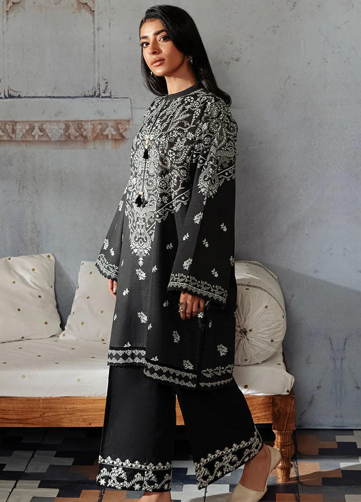 Cross Stitch Embroidered Khaddar Suits Unstitched 2 Piece CS23KL Black Breeze - Winter Collection