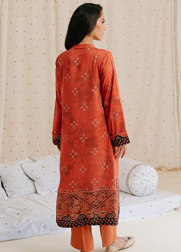 Cross Stitch Embroidered Linen Suits Unstitched 2 Piece CS23KL Amber Brown - Winter Collection