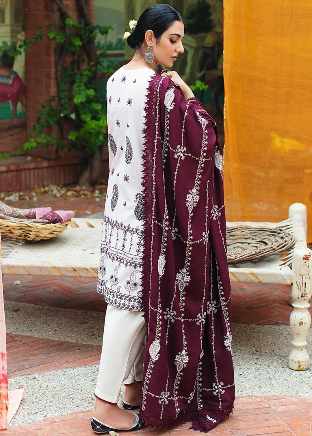 Cross Stitch Embroidered Khaddar Suits Unstitched 3 Piece CS22W 02 Checkered Speck - Winter Collection