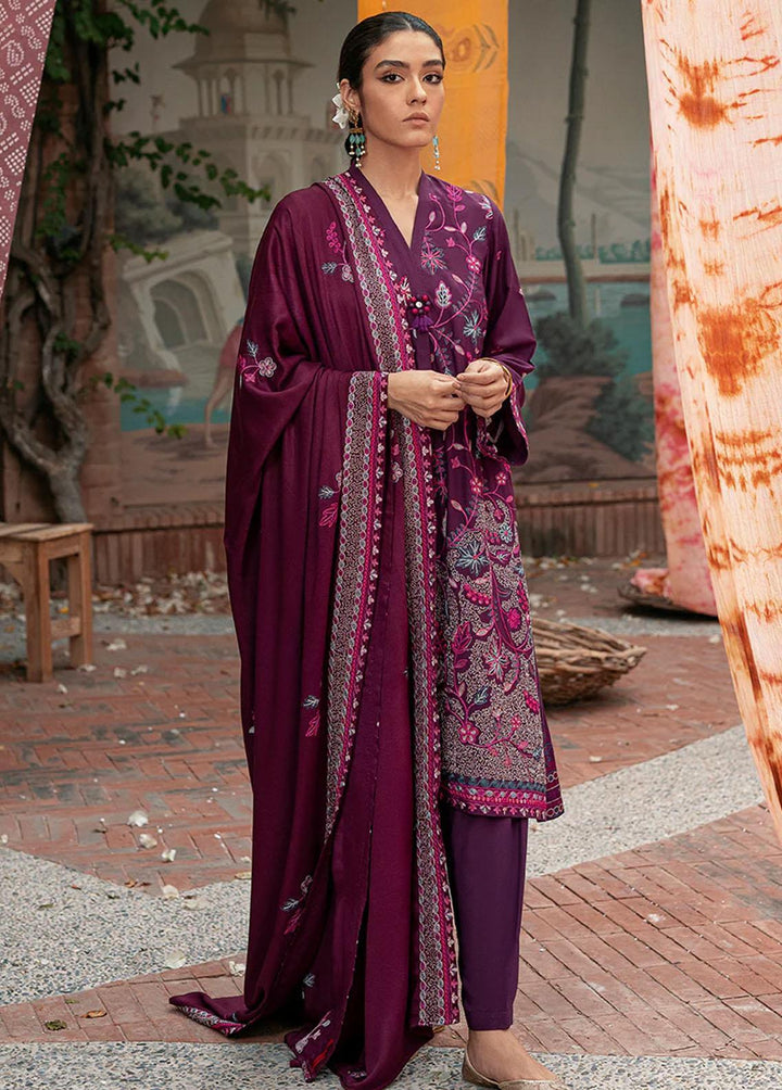 Cross Stitch Embroidered Linen Suits Unstitched 3 Piece CS22W 02 Cosmic Viola - Winter Collection
