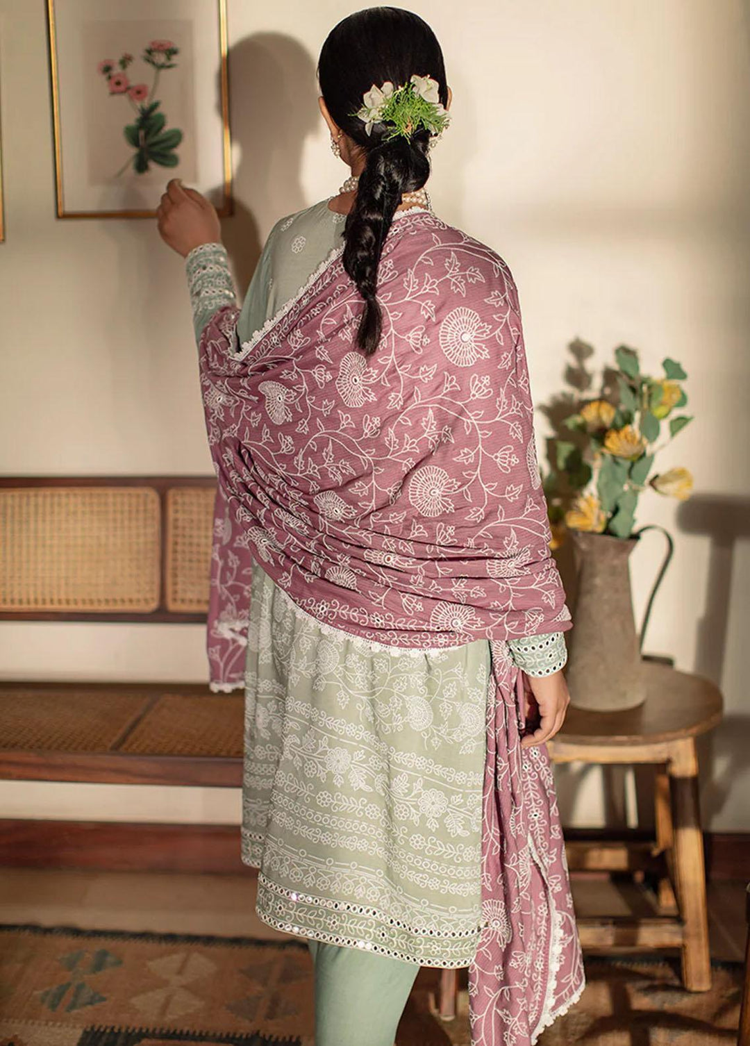 Cross Stitch Embroidered Linen Suits Unstitched 3 Piece CS22W 04 Pistachio Glaze - Winter Collection