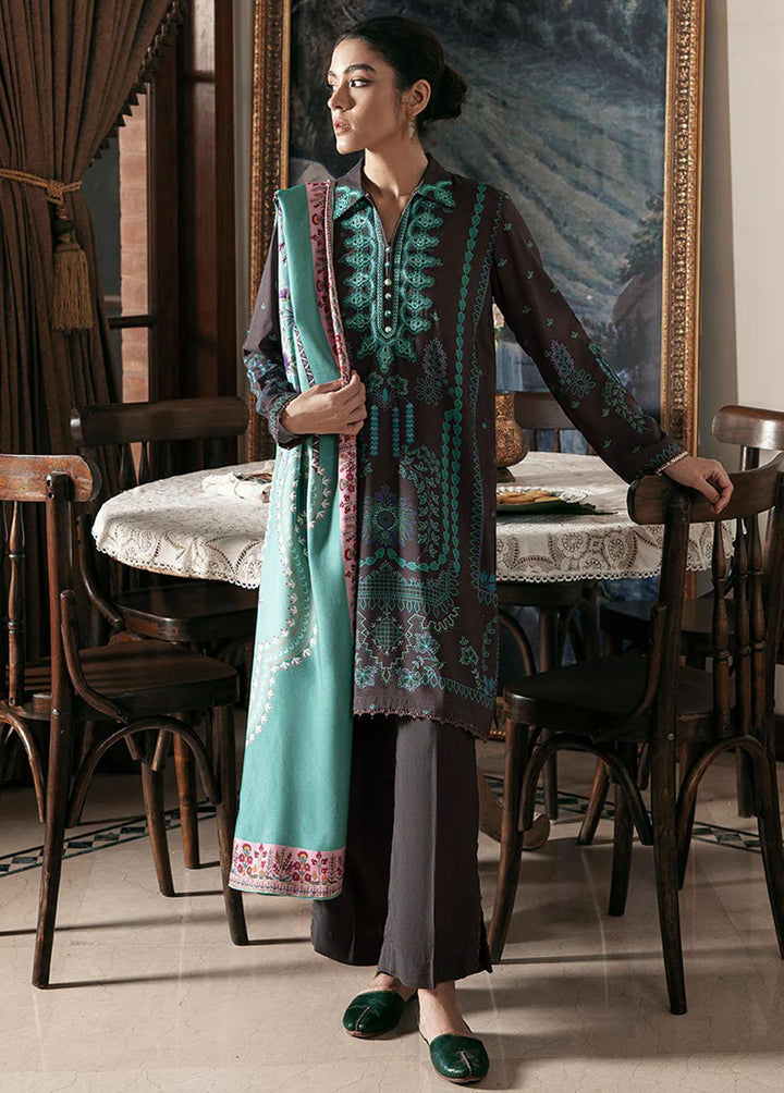 Cross Stitch Embroidered Linen Suits Unstitched 3 Piece CS22W 07 Coal Dust - Winter Collection