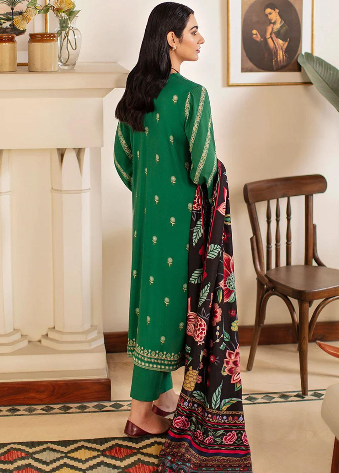 Cross Stitch Embroidered Linen Suits Unstitched 3 Piece CS22W 08 Pacific Pine - Winter Collection