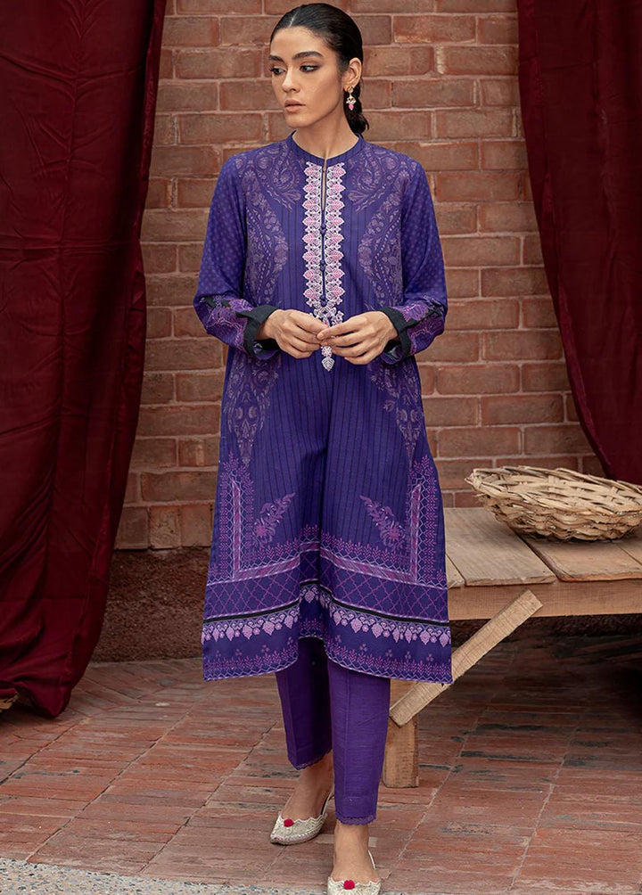 Cross Stitch Embroidered Khaddar Suits Unstitched 2 Piece CS22W 09 Indigo Glam - Winter Collection