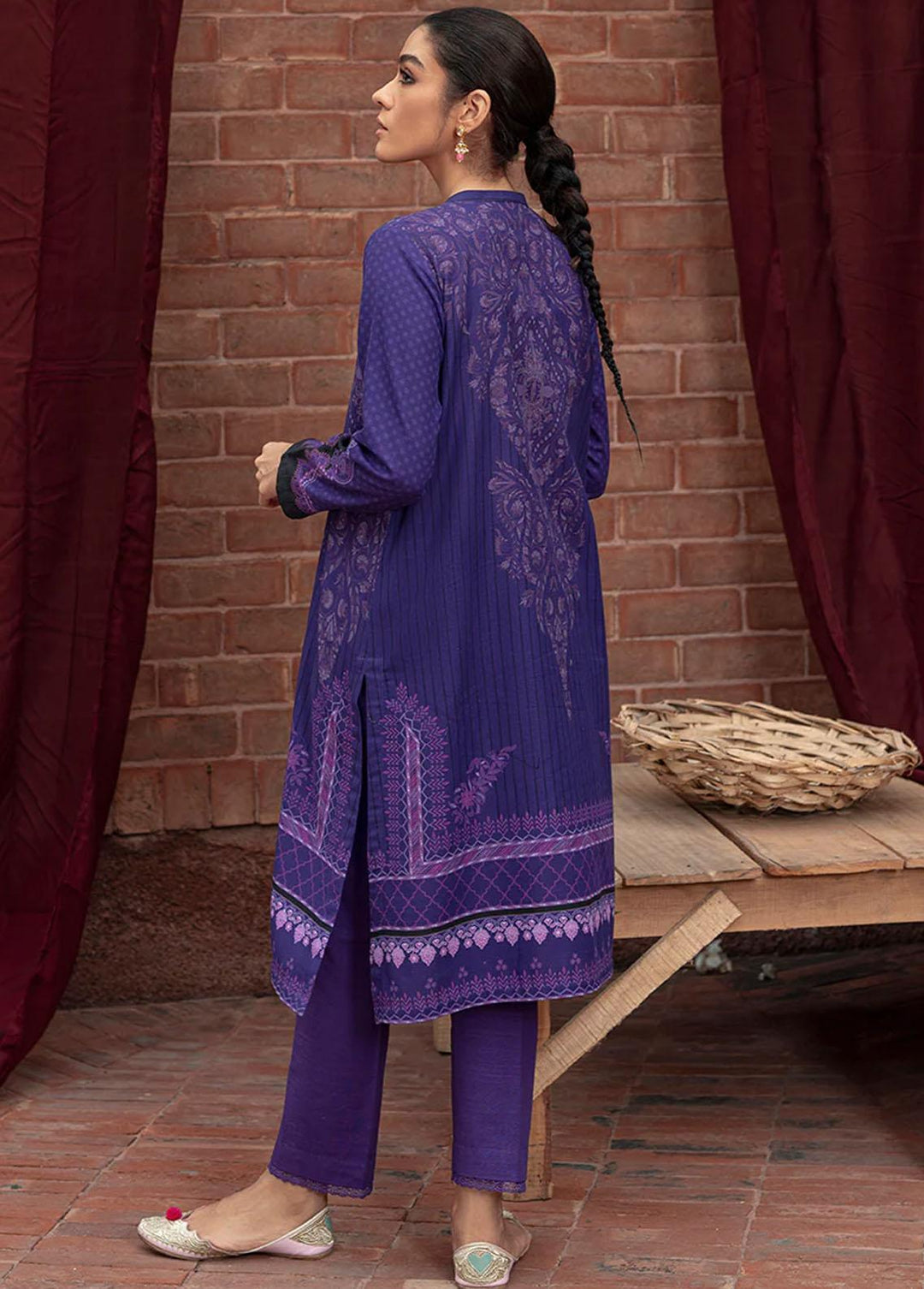 Cross Stitch Embroidered Khaddar Suits Unstitched 2 Piece CS22W 09 Indigo Glam - Winter Collection