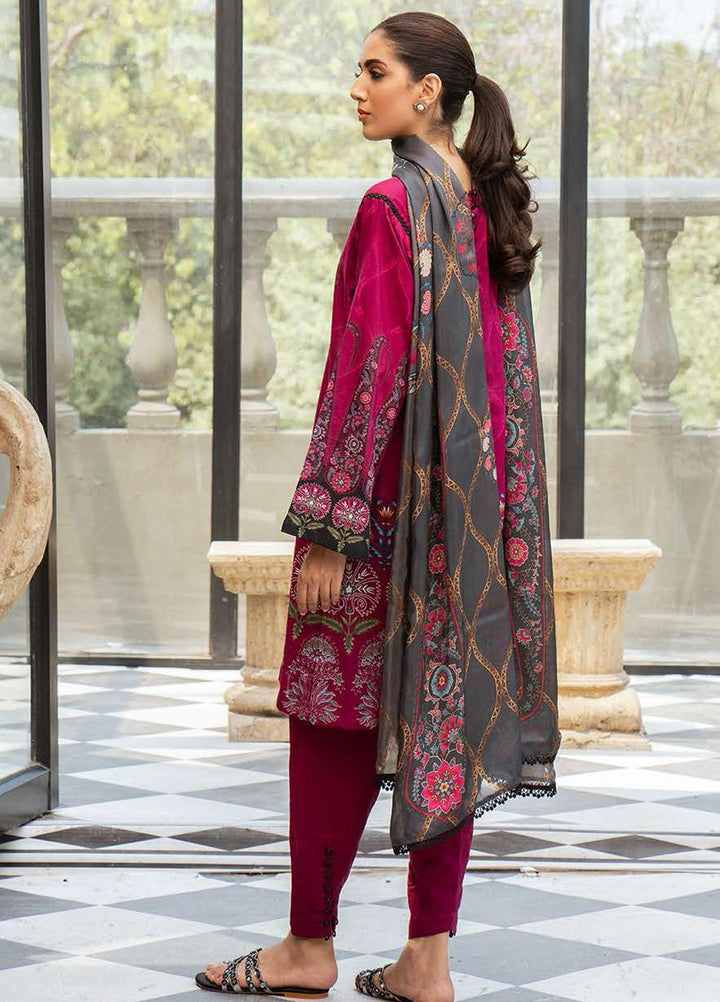 Cross Stitch Printed Lawn Suits Unstitched 3 Piece CS21SE D-07 MAGENTA GLINT - Summer Collection