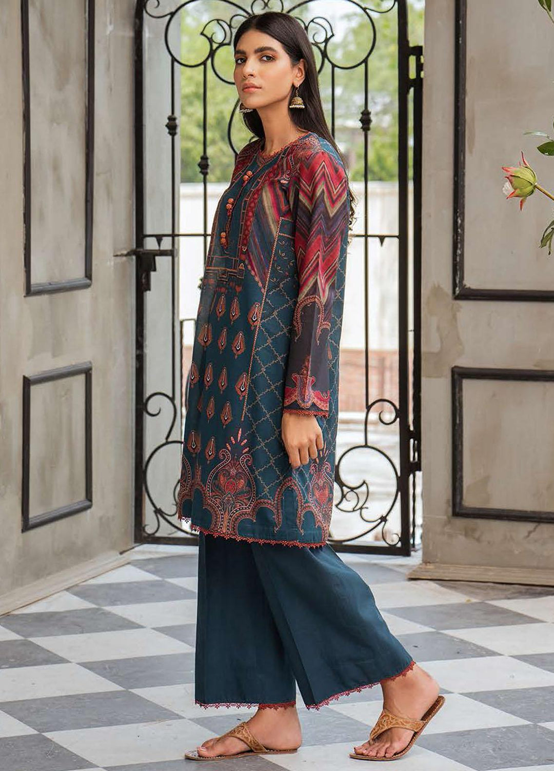 Cross Stitch Printed Lawn Suits Unstitched 2 Piece CS21SE D-14 RELIC MESH - Summer Collection