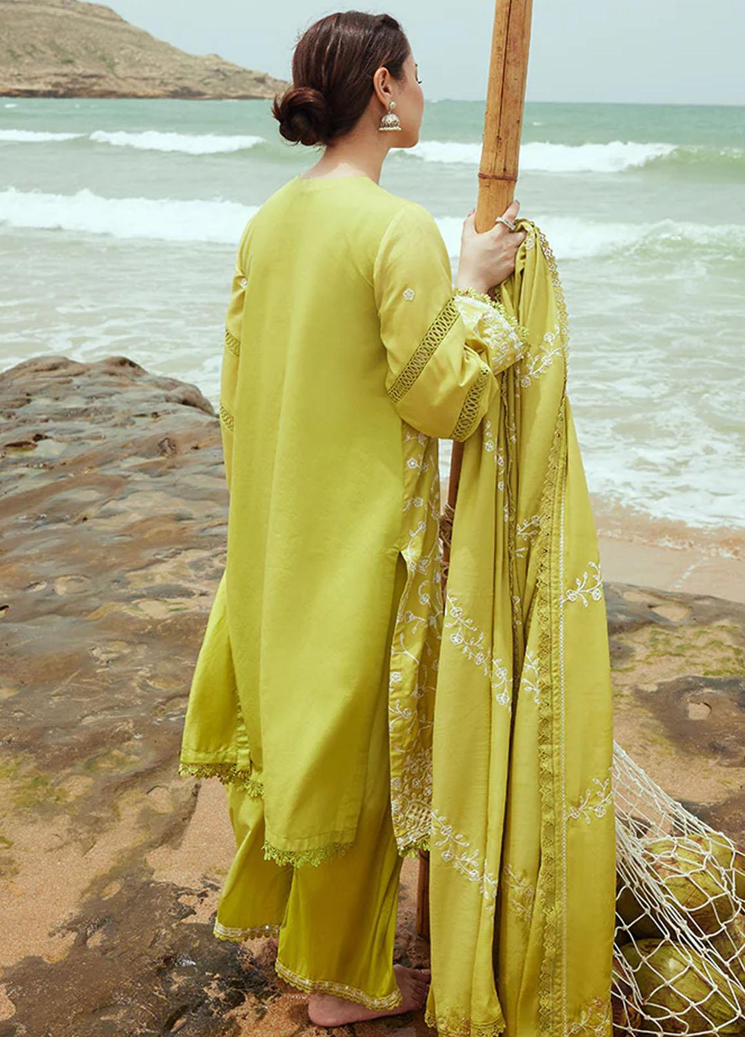 Cross Stitch Embroidered Cotton satin Suits Unstitched 3 Piece CS23CS D-04 Olive Twine - Premium Collection