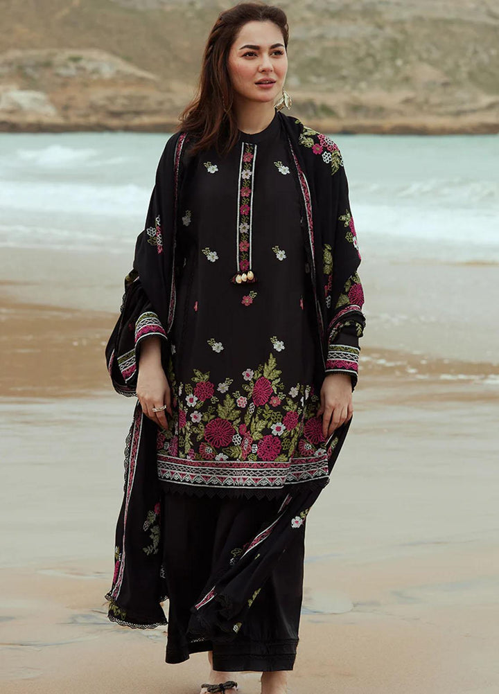 Cross Stitch Embroidered Cotton satin Suits Unstitched 3 Piece CS23CS D-05 Raven Orchard - Premium Collection