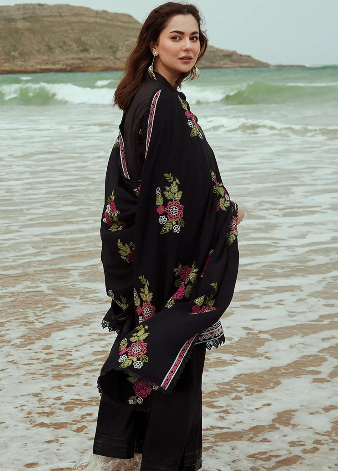 Cross Stitch Embroidered Cotton satin Suits Unstitched 3 Piece CS23CS D-05 Raven Orchard - Premium Collection