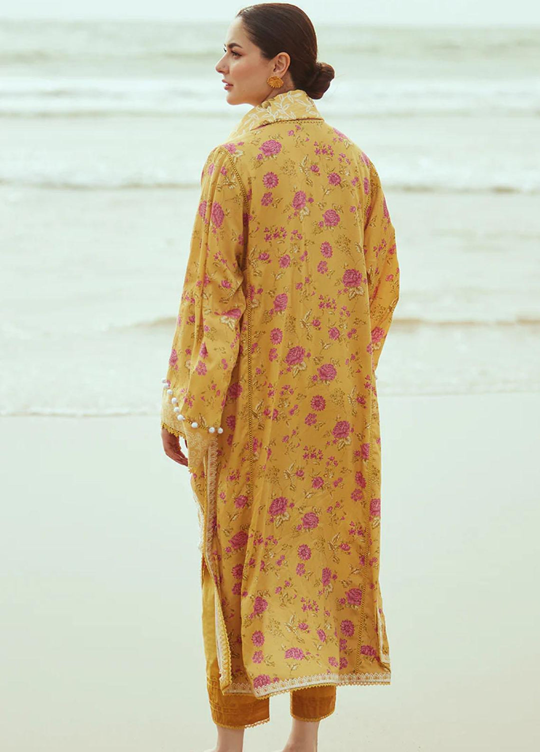 Cross Stitch Embroidered Cotton satin Suits Unstitched 3 Piece CS23CS D-06 Blooming Gold - Premium Collection