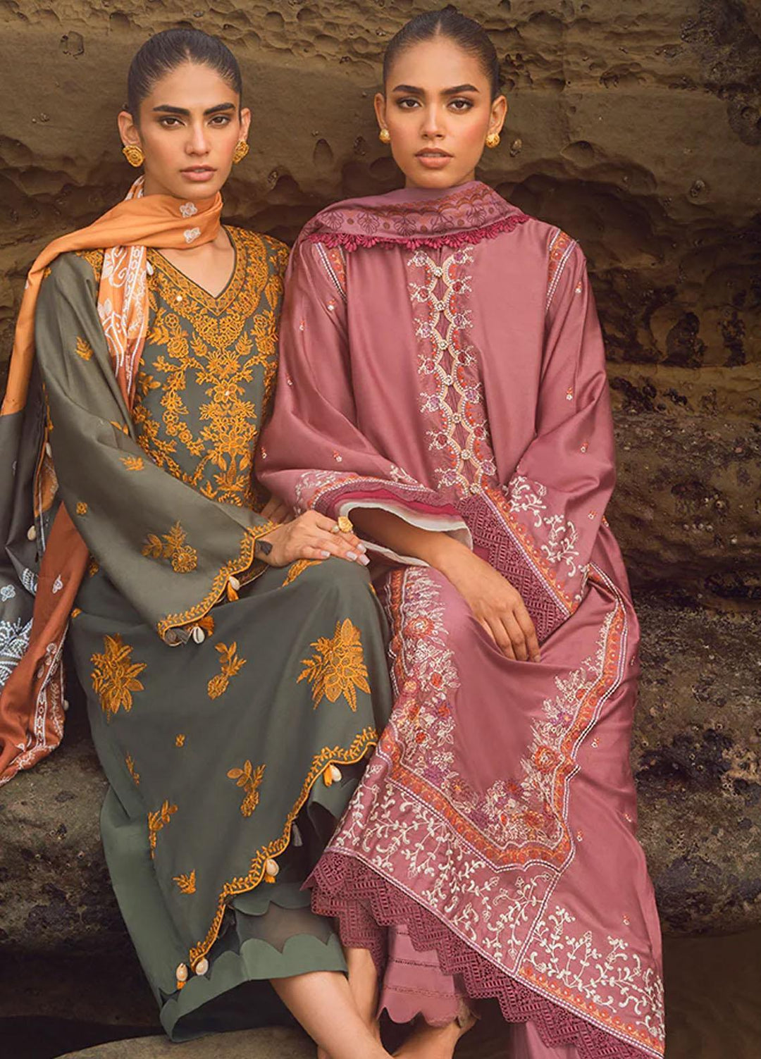 Cross Stitch Embroidered Cotton satin Suits Unstitched 3 Piece CS23CS D-07 Elinor Blaze - Premium Collection