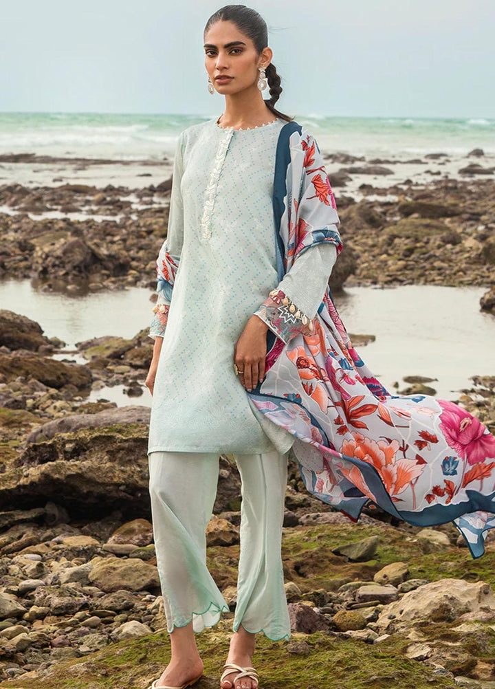 Cross Stitch Embroidered Cotton satin Suits Unstitched 3 Piece CS23CS D-13 Gardenia Gleam - Premium Collection