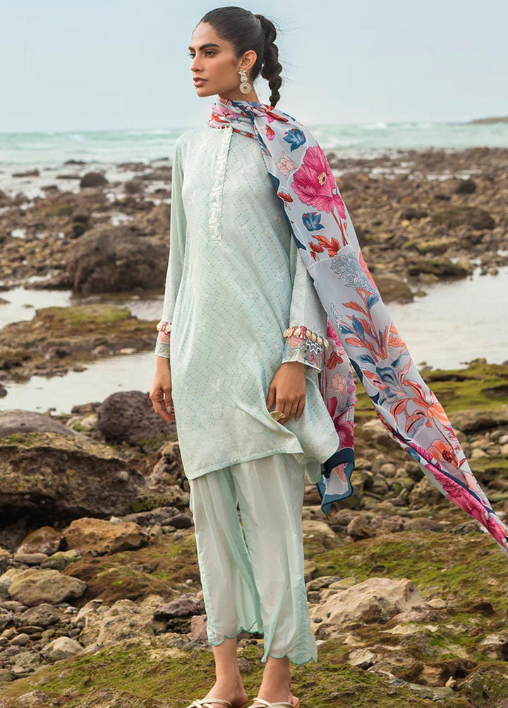 Cross Stitch Embroidered Cotton satin Suits Unstitched 3 Piece CS23CS D-13 Gardenia Gleam - Premium Collection