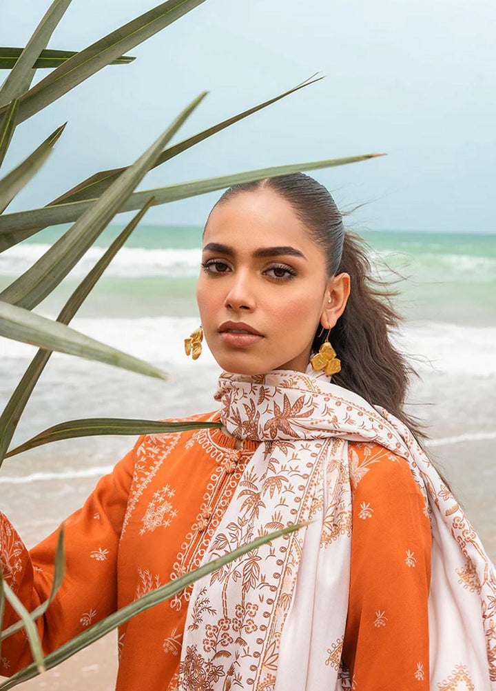 Cross Stitch Embroidered Cotton satin Suits Unstitched 3 Piece CS23CS D-17 Rust Aura - Premium Collection