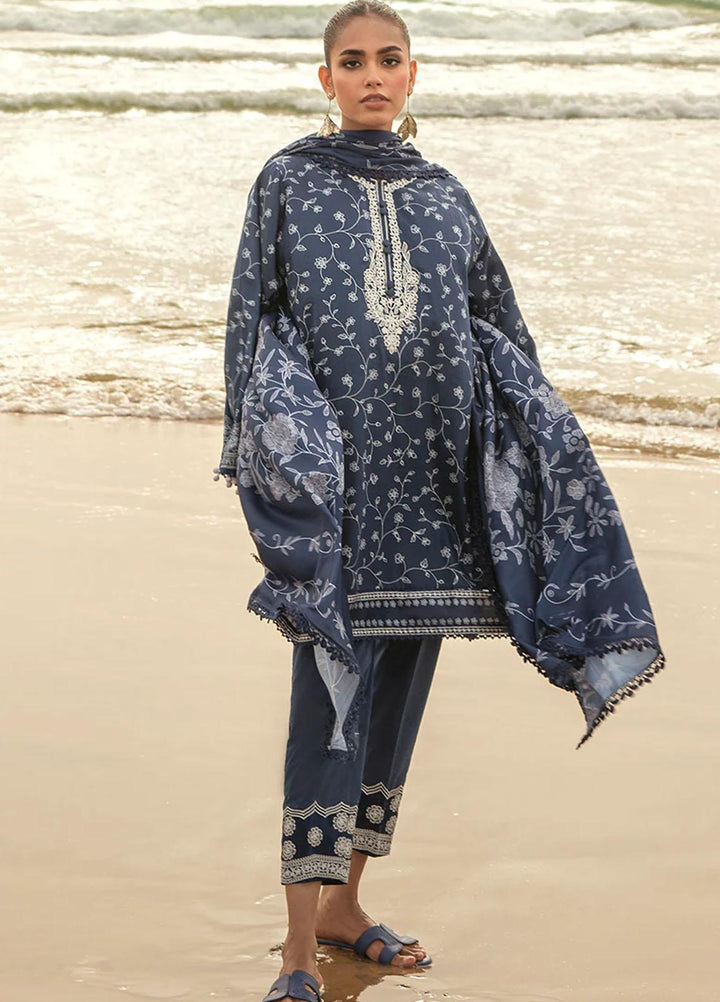 Cross Stitch Embroidered Cotton satin Suits Unstitched 3 Piece CS23CS D-19 Sapphire Muze - Premium Collection