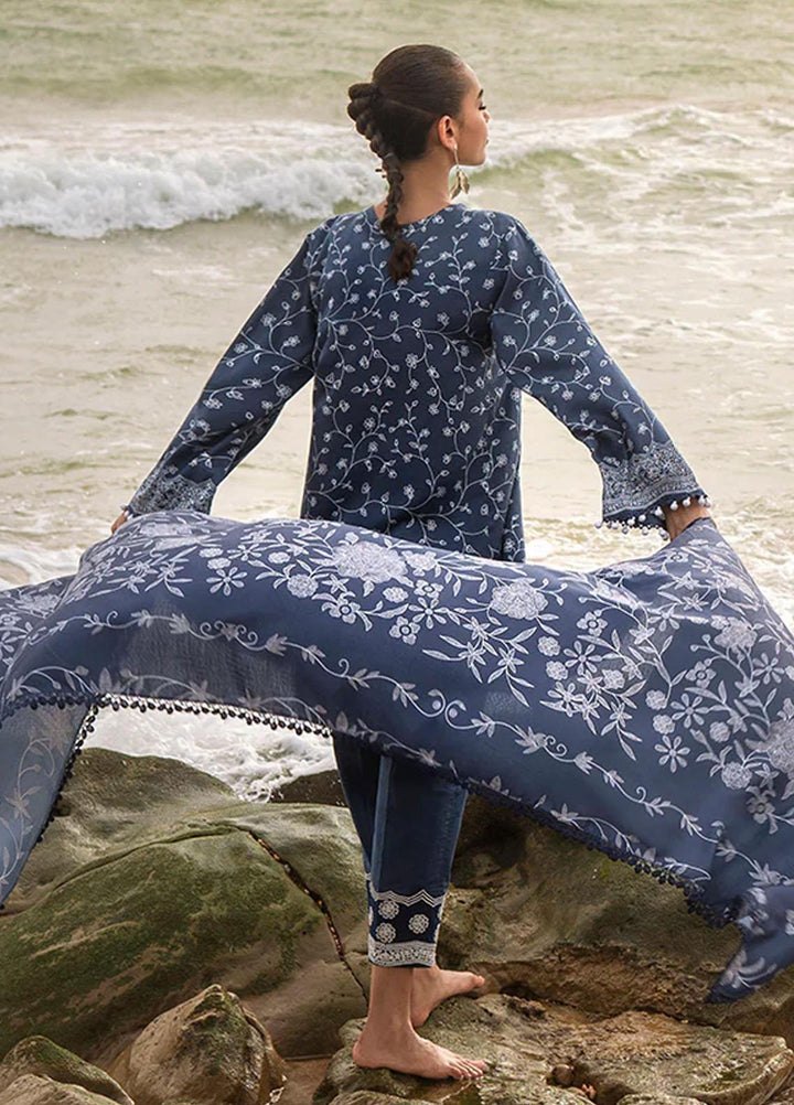 Cross Stitch Embroidered Cotton satin Suits Unstitched 3 Piece CS23CS D-19 Sapphire Muze - Premium Collection