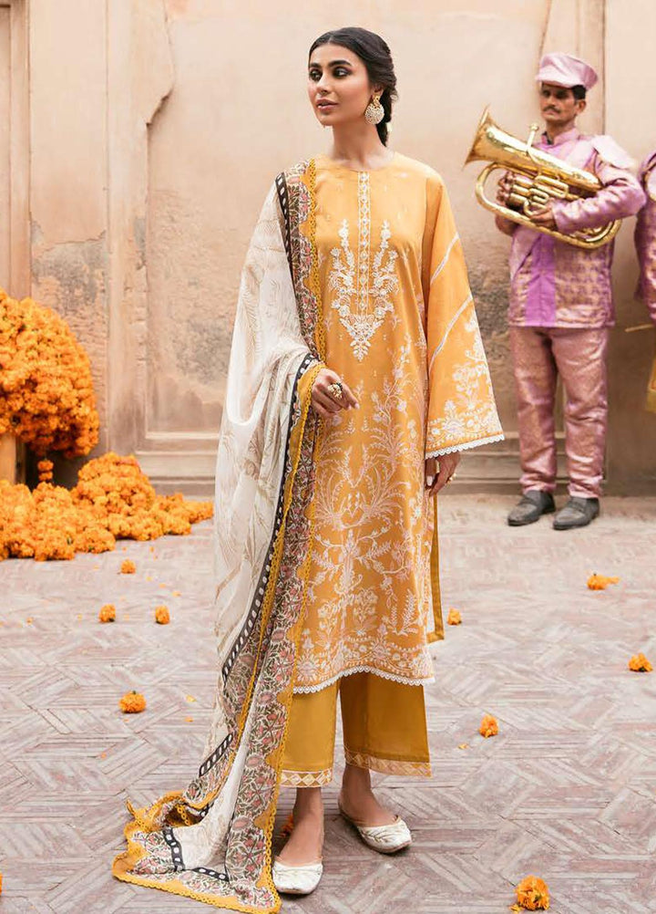 Cross Stitch Embroidered Lawn Suits Unstitched 3 Piece CS23PL D-07 Dusky Alure - Eid Collection