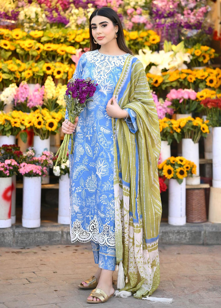Mehr by Sahane Embroidered Lawn Suits Unstitched 3 Piece SNE24M CT-9007 Azure Zest - Spring Summer Collection