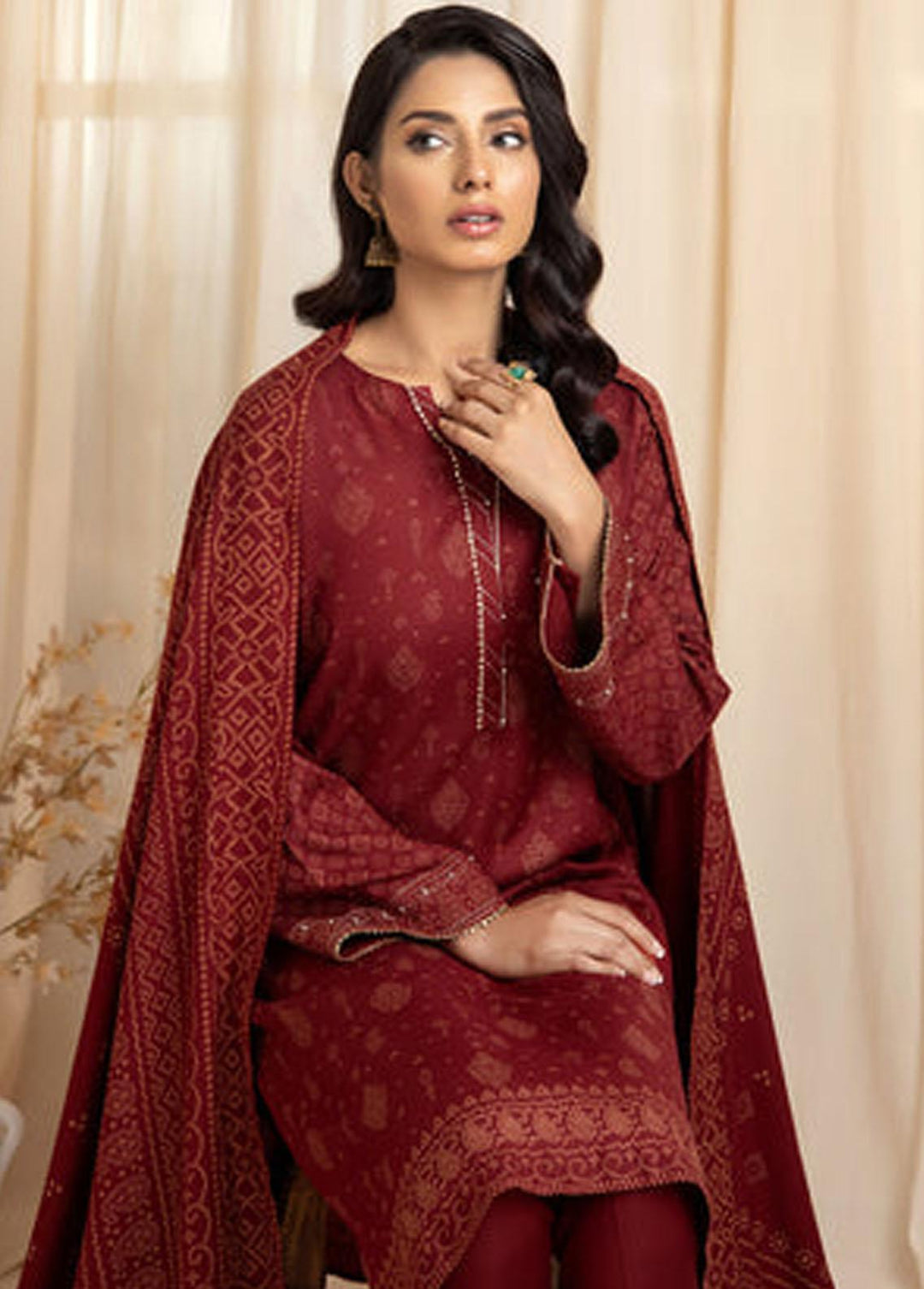 Lakhany Printed Cashmere Wool Suits Unstitched 3 Piece LSM22CV CVC-1005-A - Winter Collection