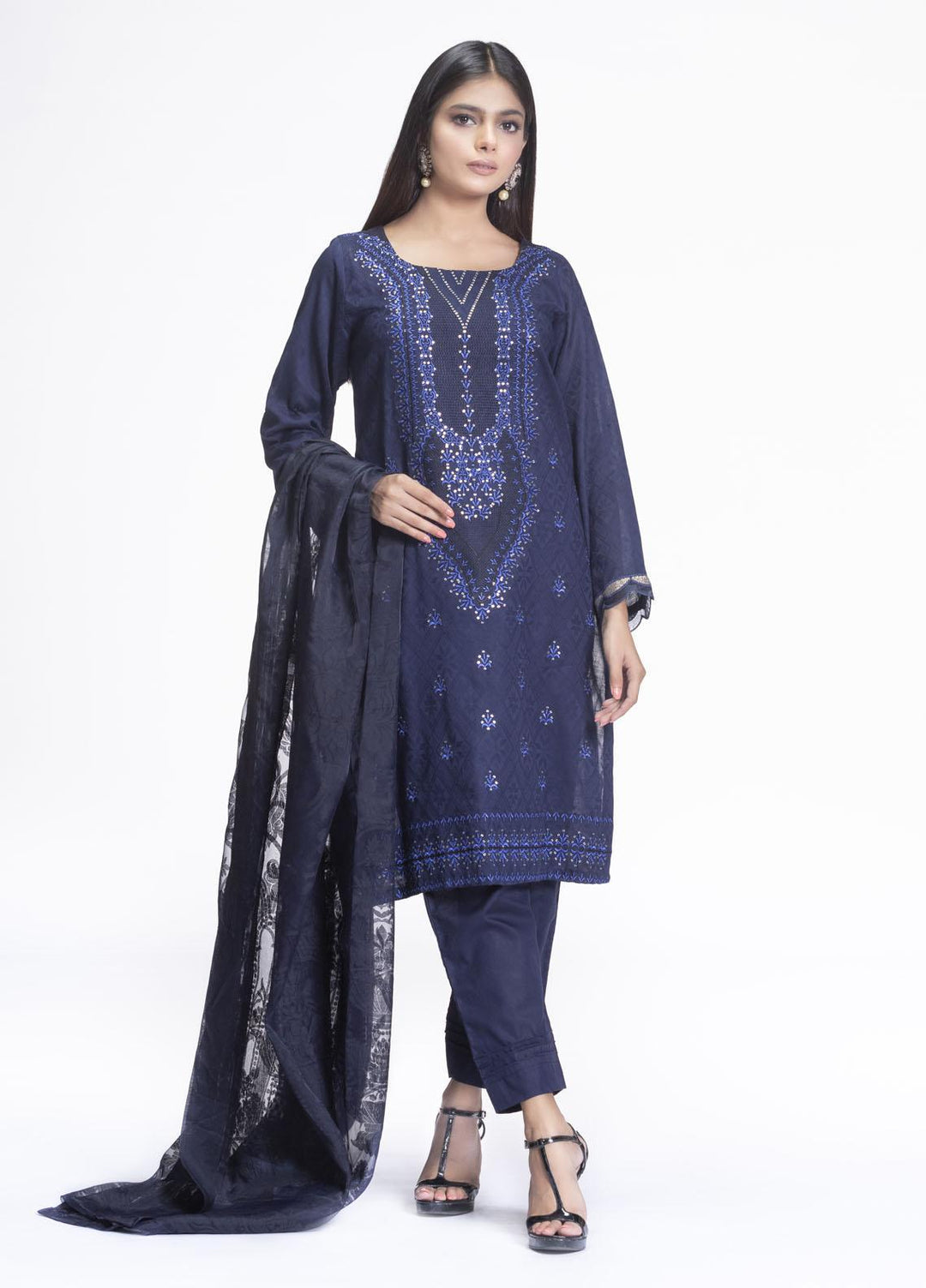 Cyan Embroidered Lawn Suits Unstitched 3 Piece CN21L D-009 - Summer Collection