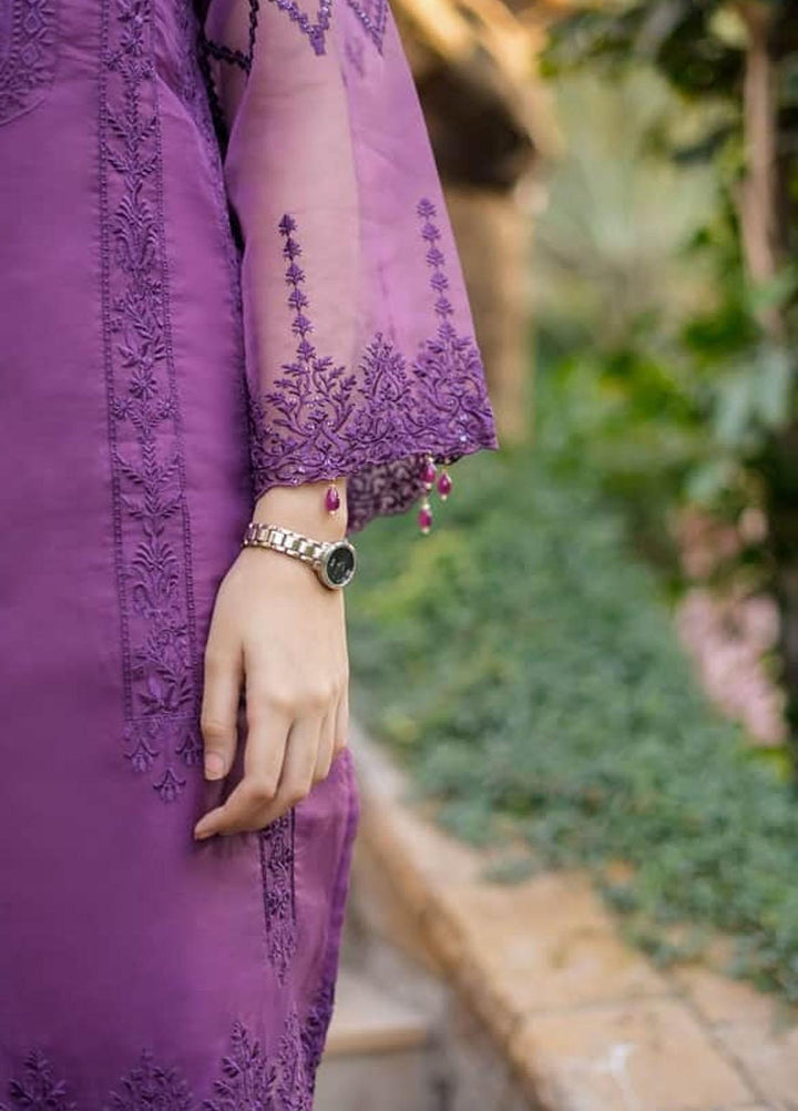 Cyanic Embroidered Organza Suits Unstitched 3 Piece CYN22U UN-13 Mauve - Festive Collection