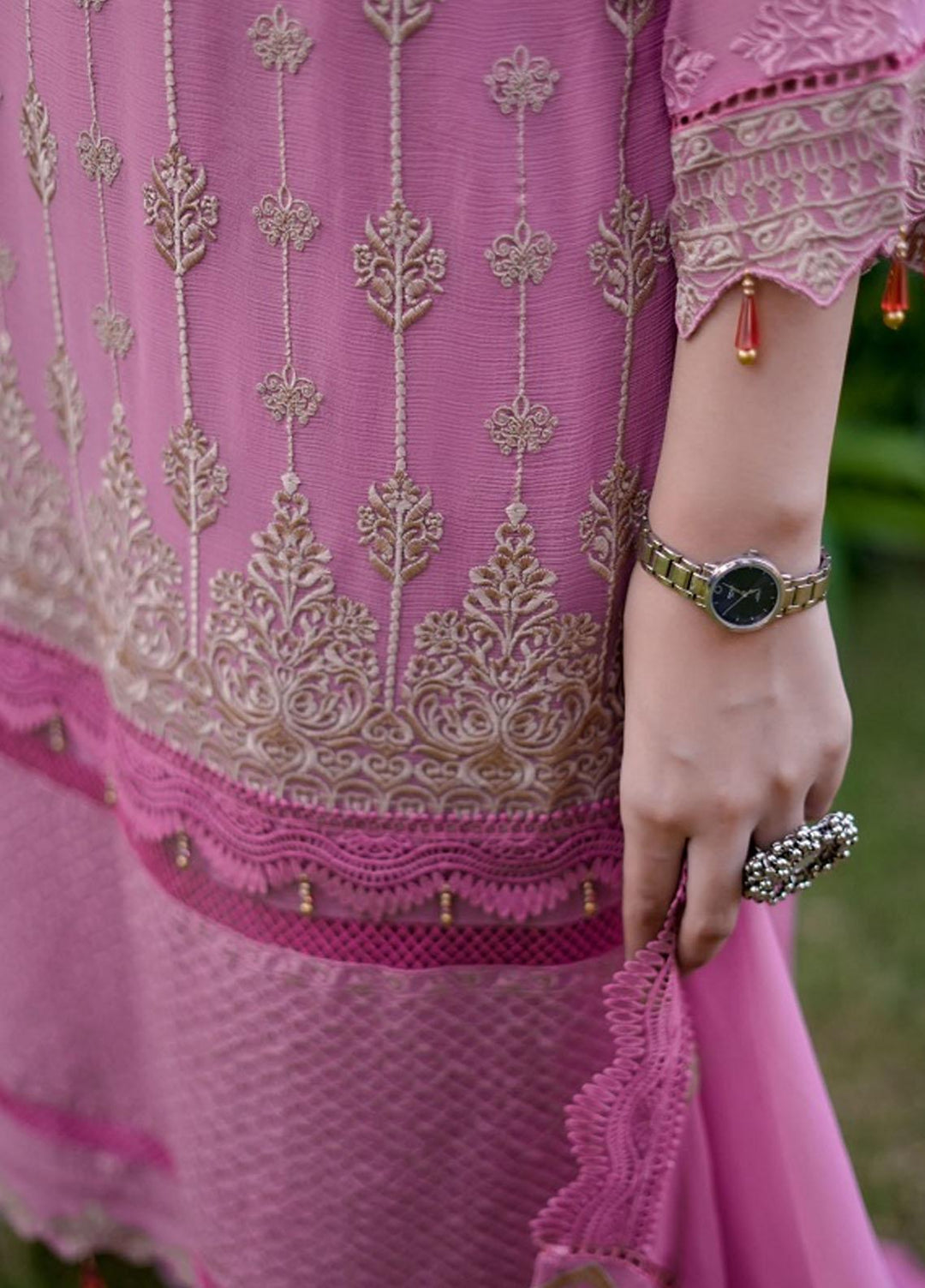 Cyanic Embroidered Chiffon Suits Unstitched 3 Piece CYN22U UN-14 Dusty Rose - Festive Collection