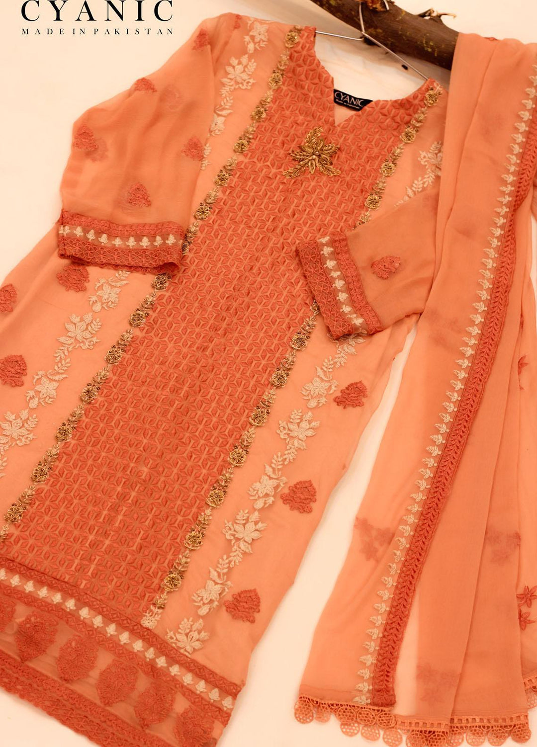 Cyanic Casual Pret  Chiffon 2 Piece Suit CYN23ZN Blushing Peach