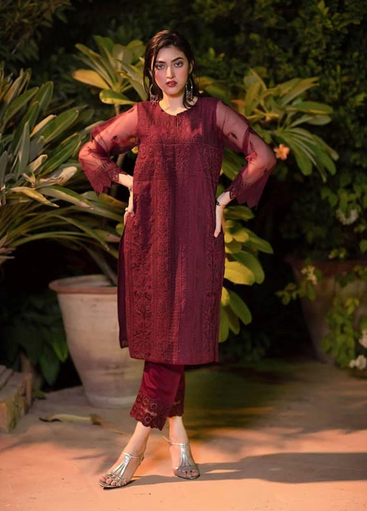 Cyanic Casual Pret  Organza 2 Piece Suit CYN22ZP Crimson