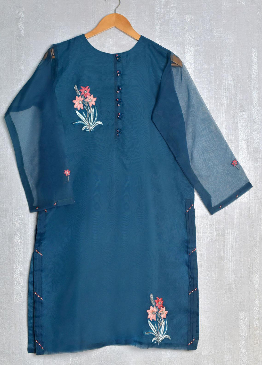 Cyanic Casual Pret  Organza Shirt CYN22ZP Teal