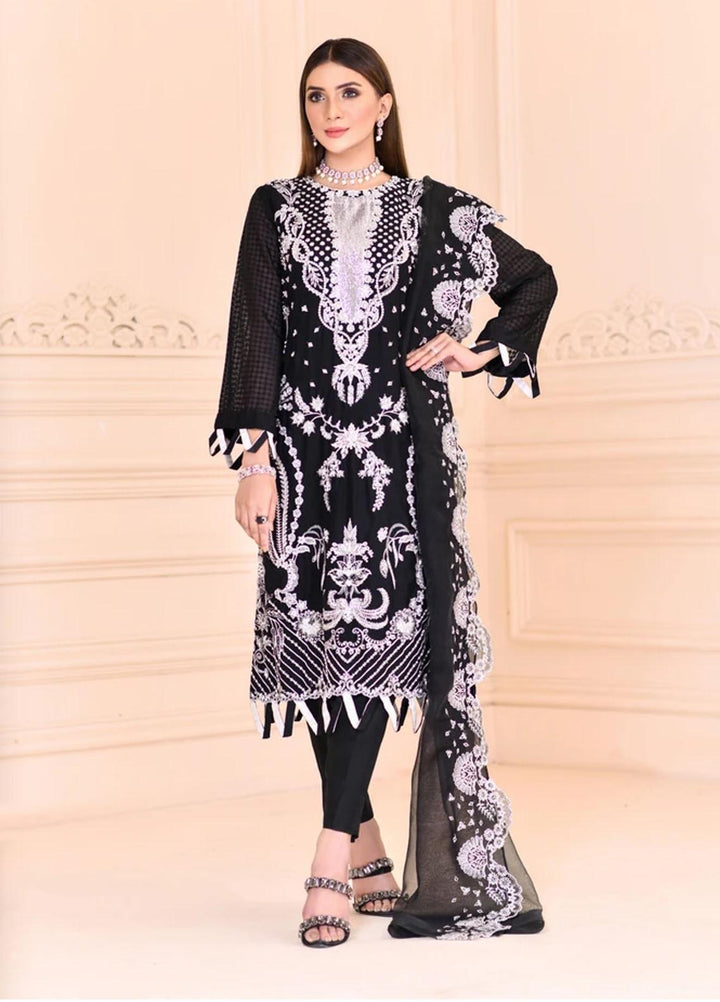 Cynthia by Noorangi Embroidered Check Suits Unstitched 4 Piece NG21CN Black Grace - Luxury Formals Collection