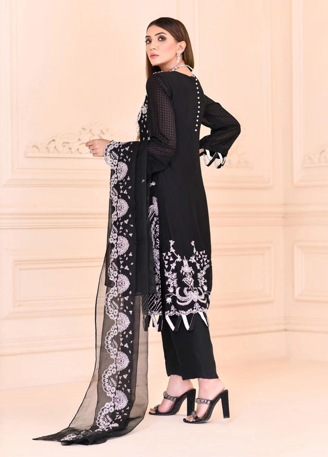 Cynthia by Noorangi Embroidered Check Suits Unstitched 4 Piece NG21CN Black Grace - Luxury Formals Collection