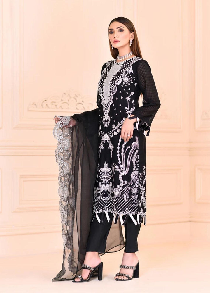 Cynthia by Noorangi Embroidered Check Suits Unstitched 4 Piece NG21CN Black Grace - Luxury Formals Collection