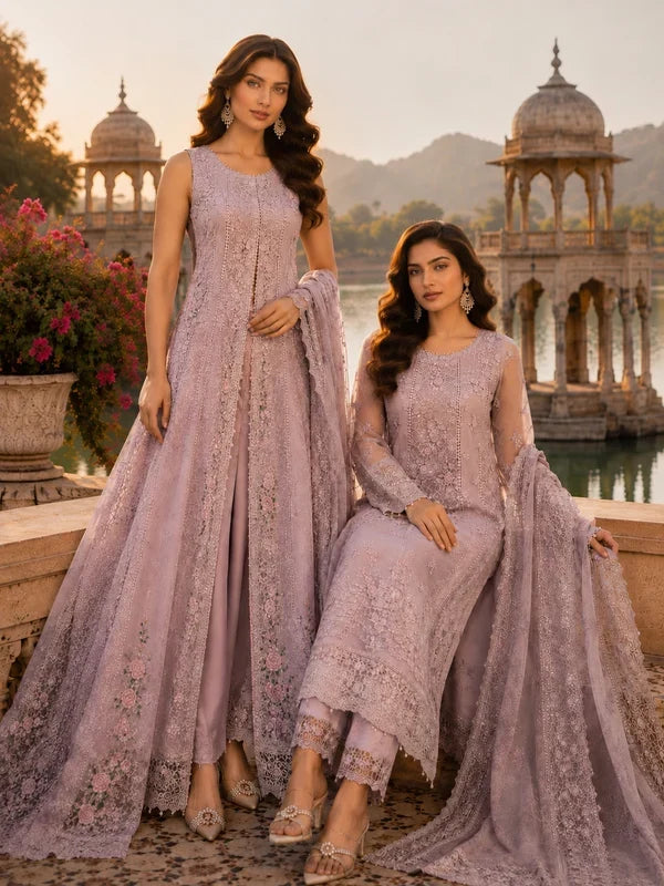 Nooriyah by Saadia Asad Unstitched Embroidered Chiffon 3 Piece Suit SA26UEN D6 - Wedding Collection