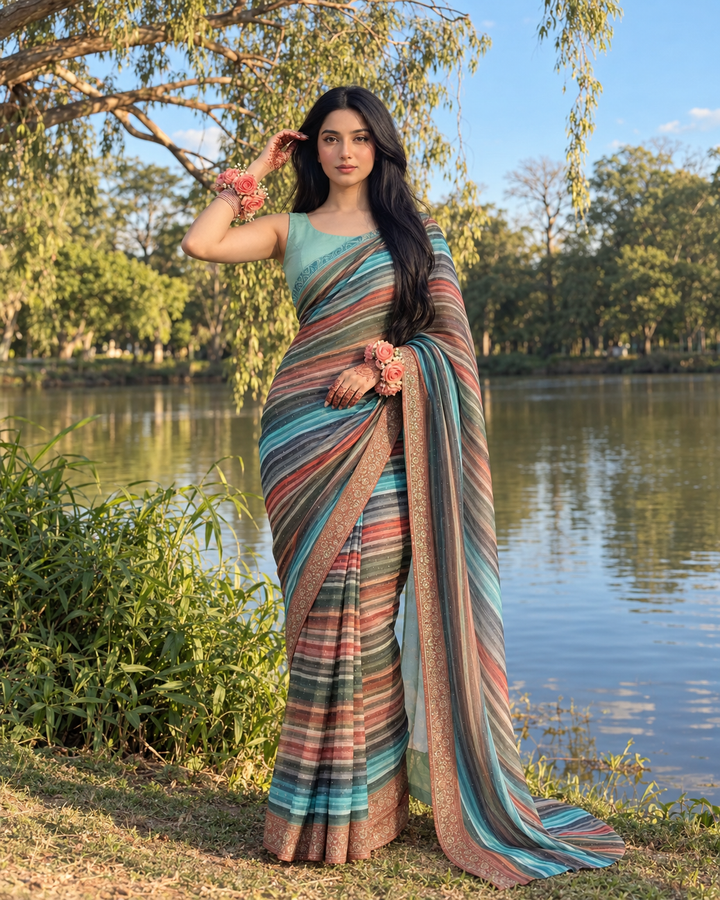 Imran Aftab RTW Printed Chiffon Saree IASC 09 - Festive Collection