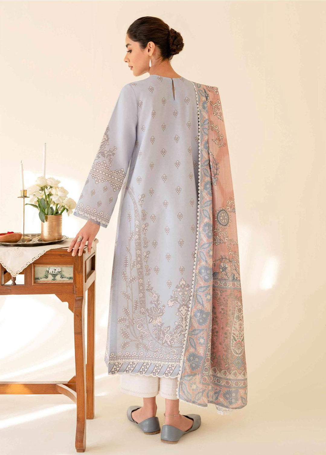 Daffodils By Seran Embroidered Lawn Suits Unstitched 2 Piece SRN23D 01 Sweet Indigo - Summer Collection